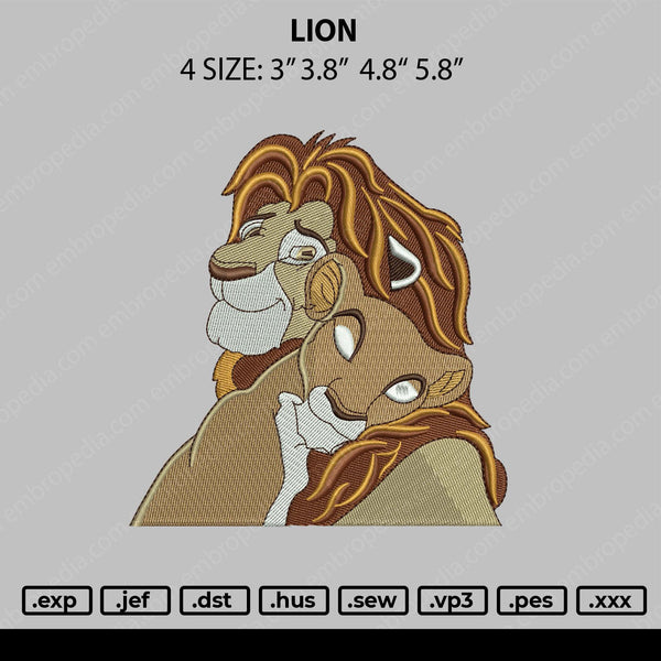 Lion Embroidery File 4 size