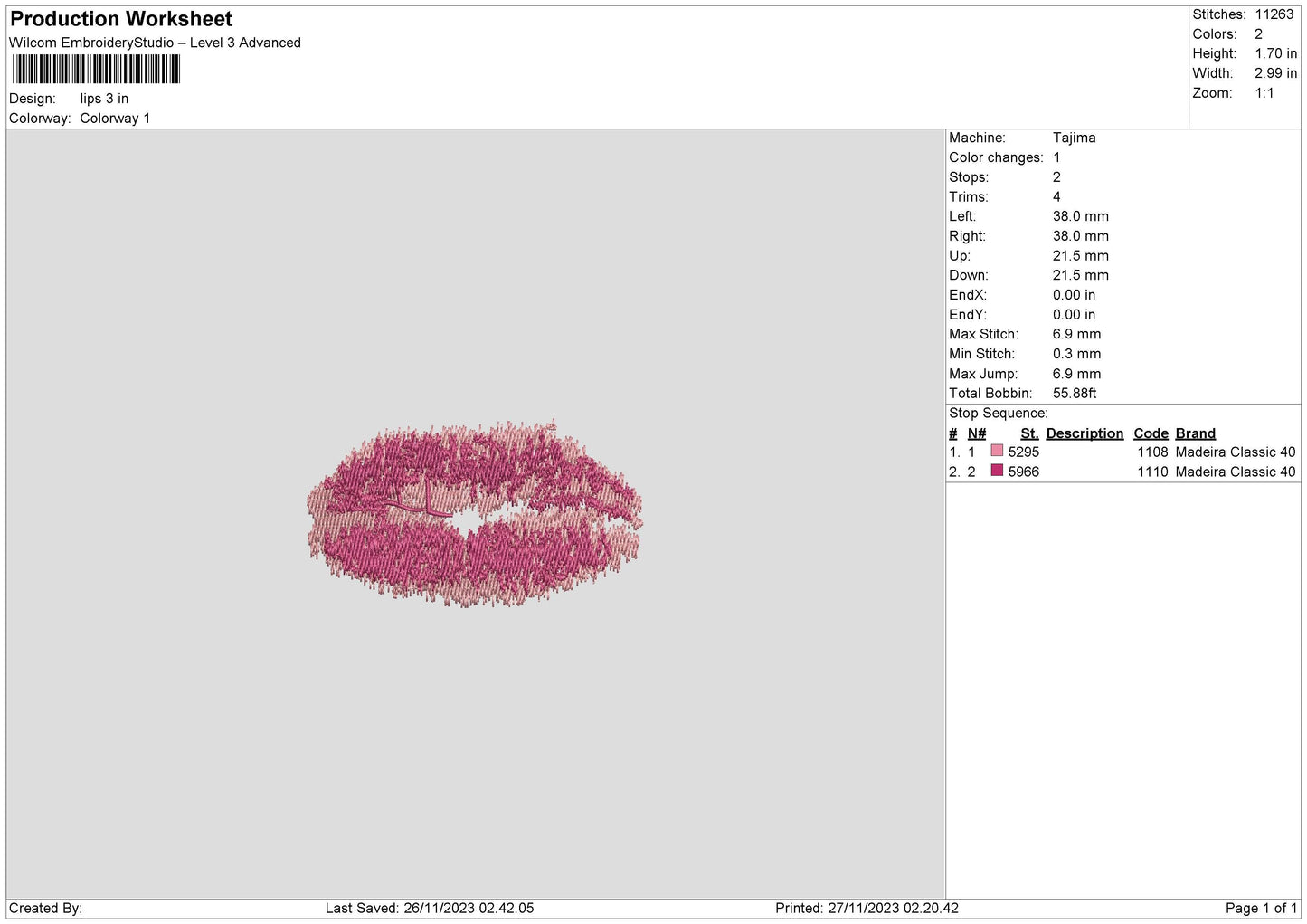 Lips Embroidery File 6 sizes