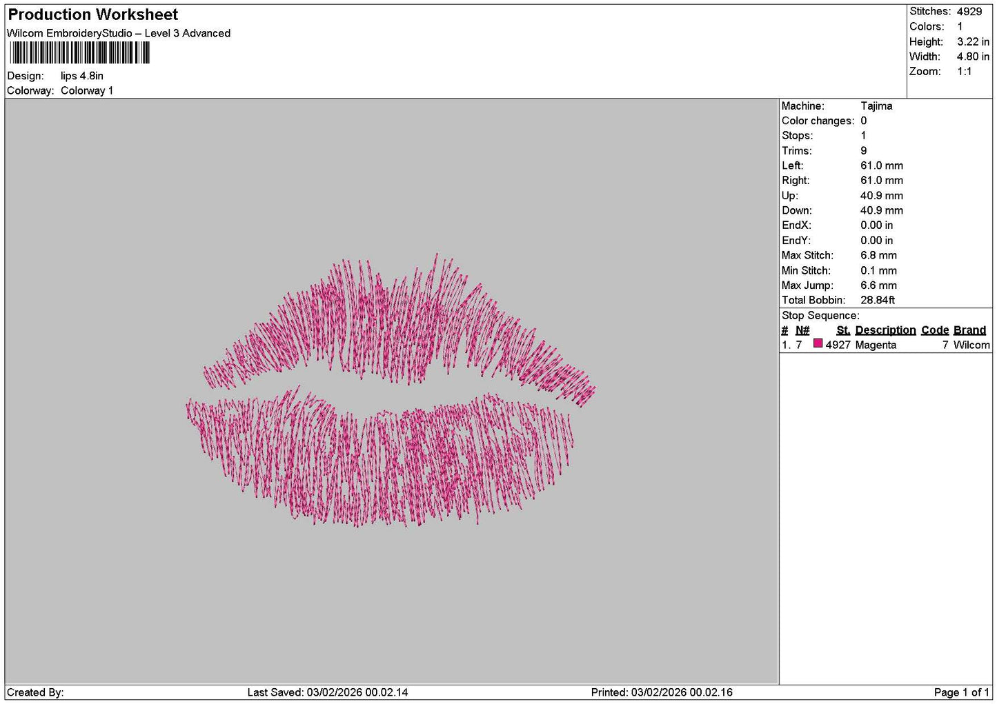 Lips Icon 0202 Embroidery File 6 sizes