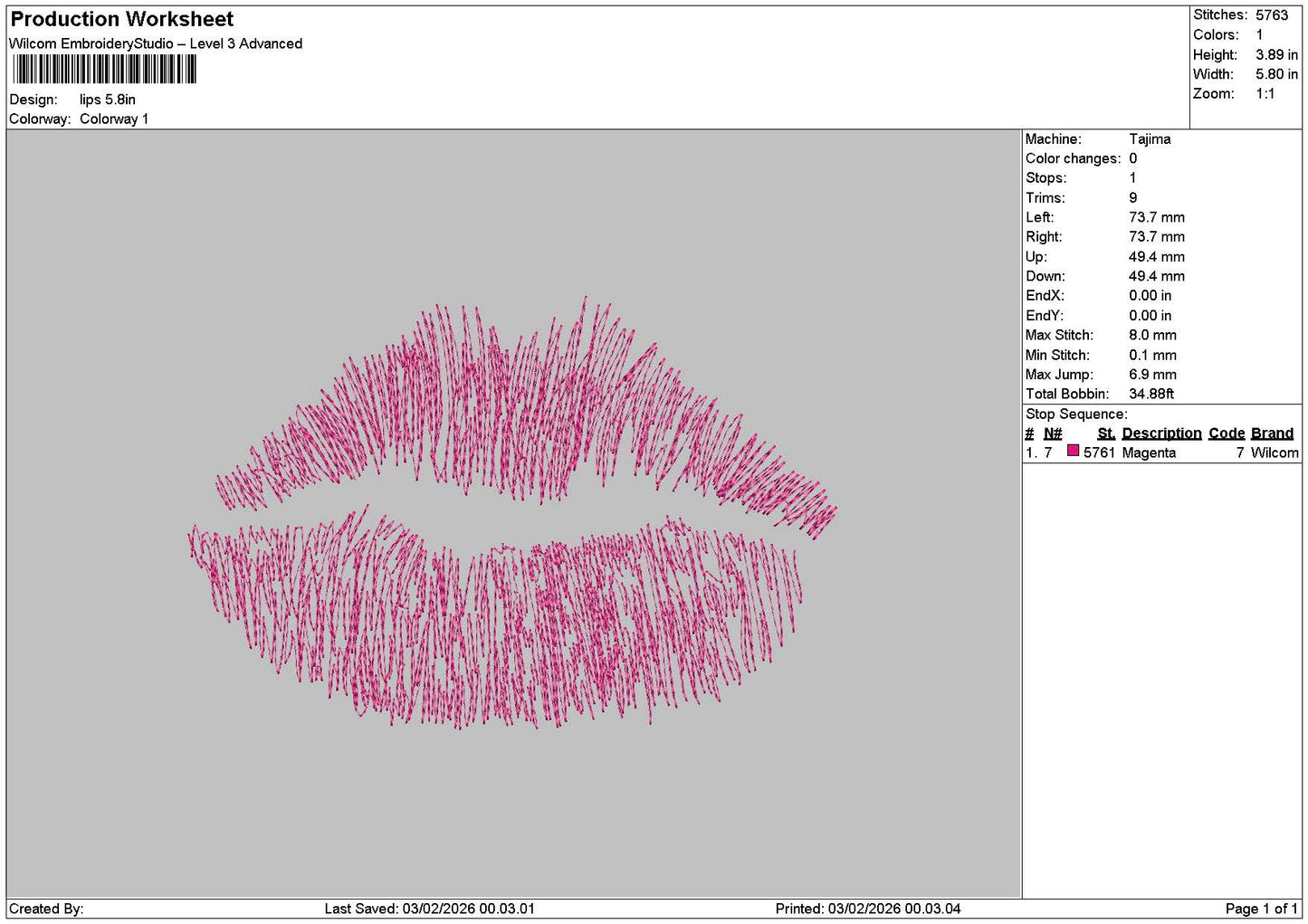 Lips Icon 0202 Embroidery File 6 sizes