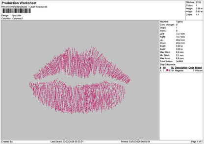Lips Icon 0202 Embroidery File 6 sizes