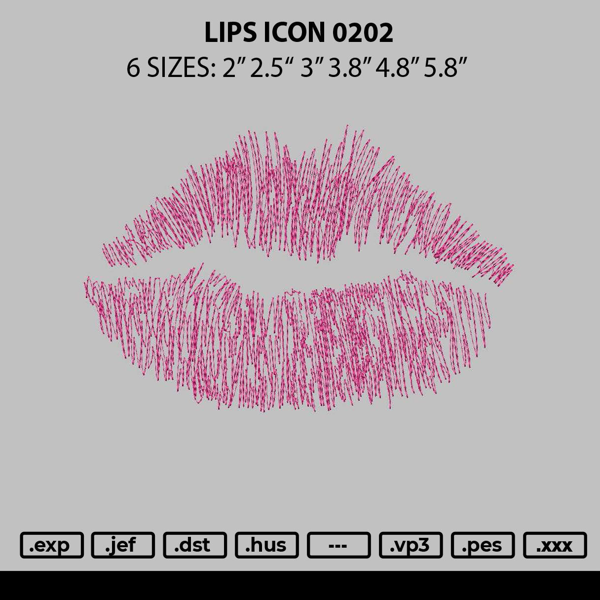 Lips Icon 0202 Embroidery File 6 sizes