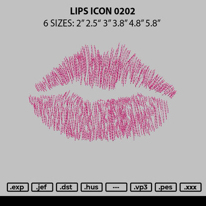 Lips Icon 0202 Embroidery File 6 sizes