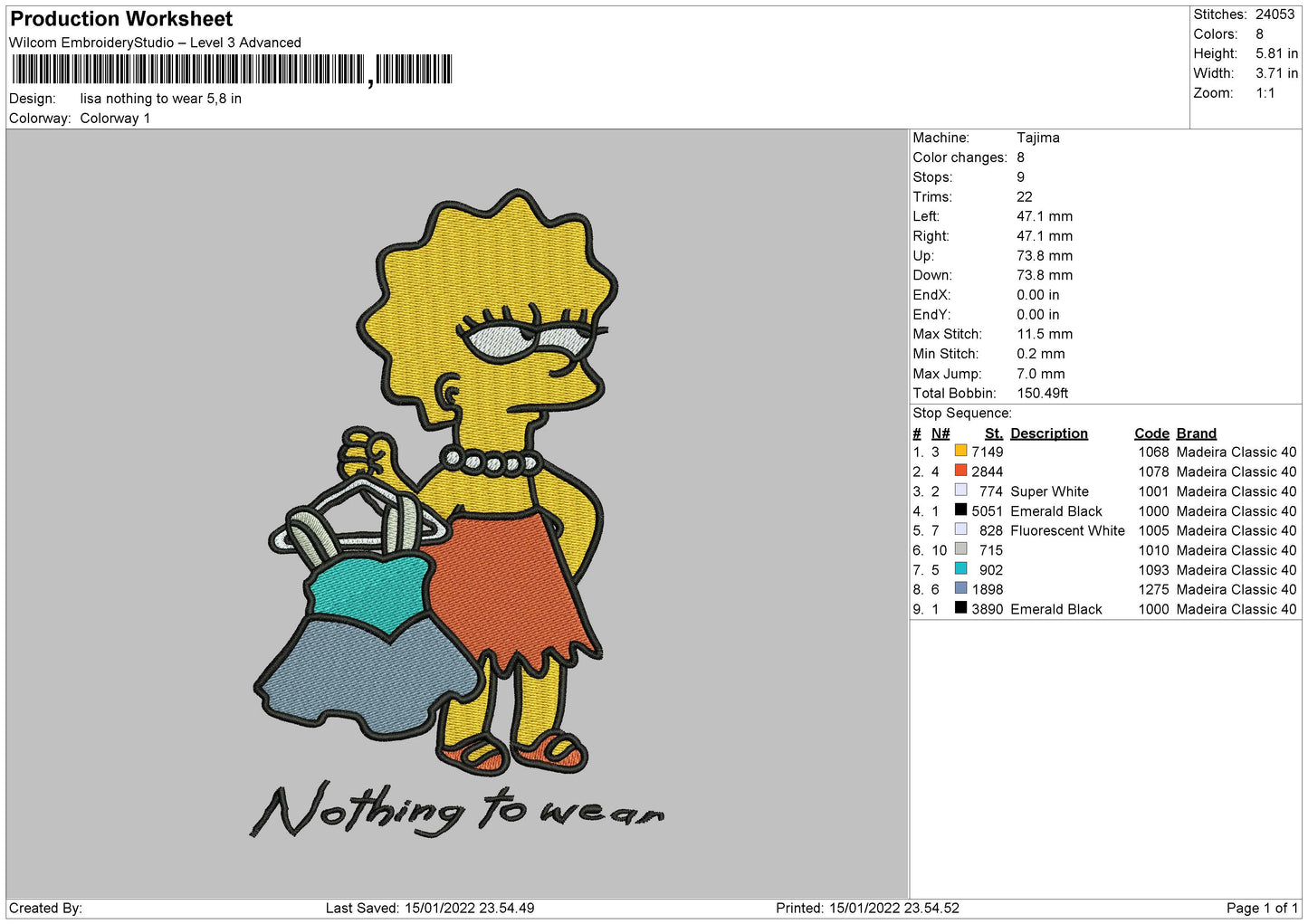 Lisa Nothing Wear Embroidery File 4 size