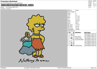 Lisa Nothing Wear Embroidery File 4 size