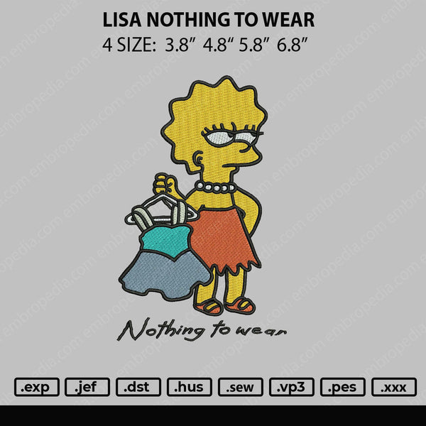 Lisa Nothing Wear Embroidery File 4 size