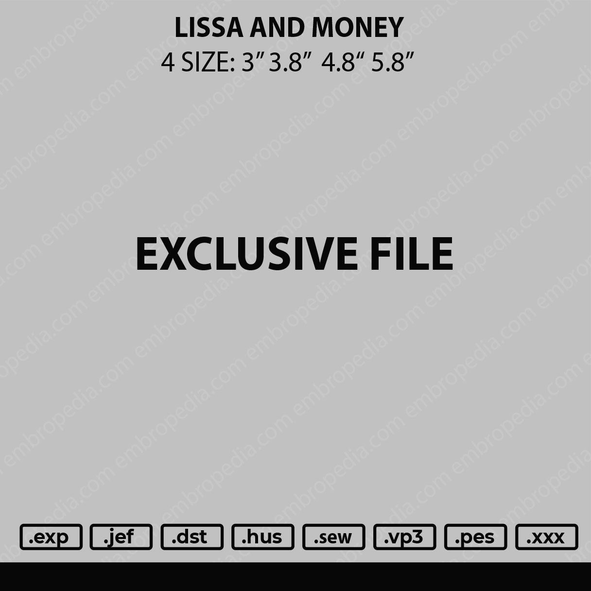 Lissa And Money Embroidery File 4 size