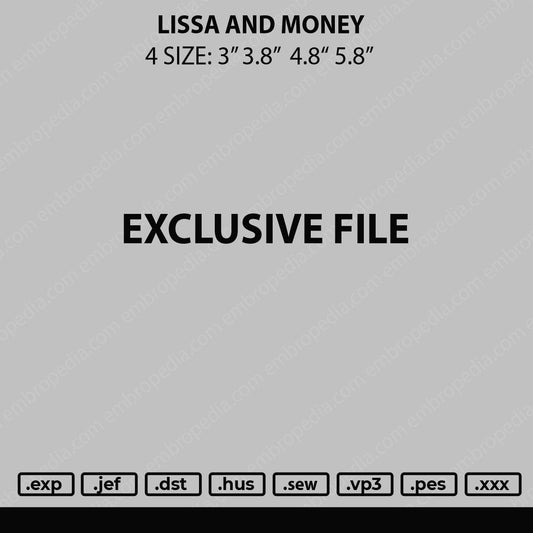 Lissa And Money Embroidery File 4 size