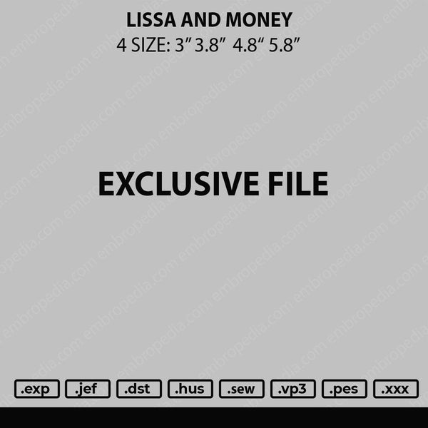 Lissa And Money Embroidery File 4 size