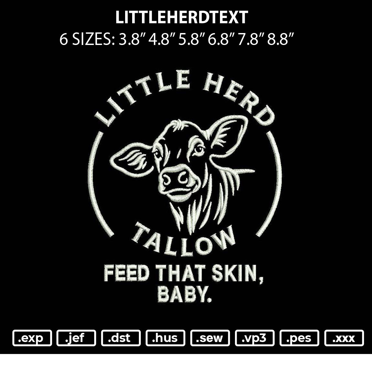 Littleherdtext Embroidery File 6 sizes