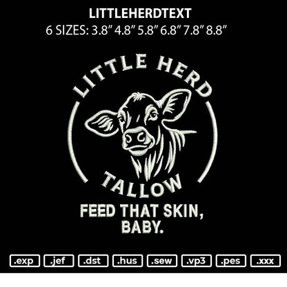 Littleherdtext Embroidery File 6 sizes