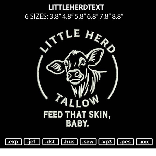 Littleherdtext Embroidery File 6 sizes