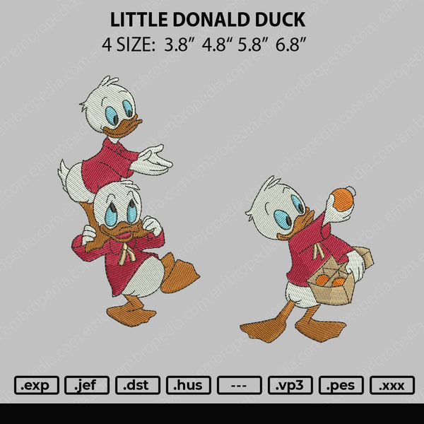Little Donald Duck Embroidery File 4 size