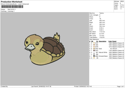 Little Duck Embroidery File 5 sizes