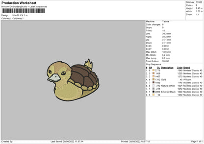 Little Duck Embroidery File 5 sizes