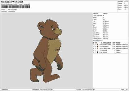 Little Bear Embroidery Machine Design File 6 sizes