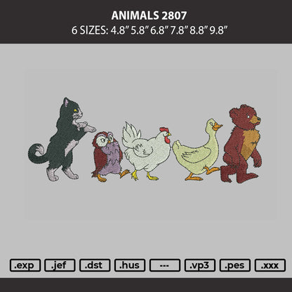 Animals 2807 Embroidery Machine Design File 6 sizes