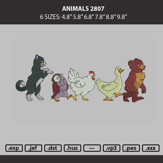 Animals 2807 Embroidery Machine Design File 6 sizes