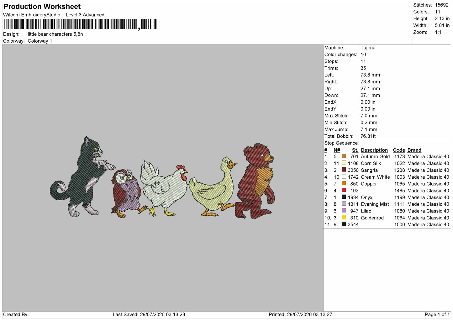 Animals 2807 Embroidery Machine Design File 6 sizes