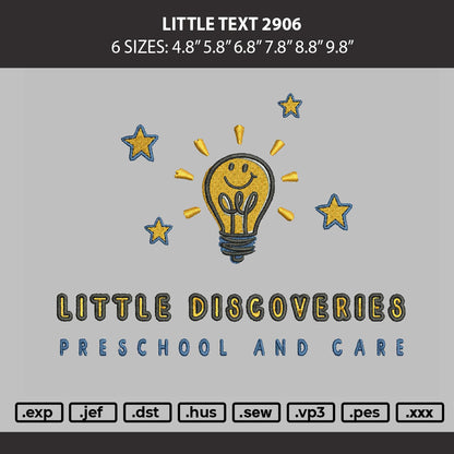 Little Text 2906 Embroidery Machine Design File 6 sizes