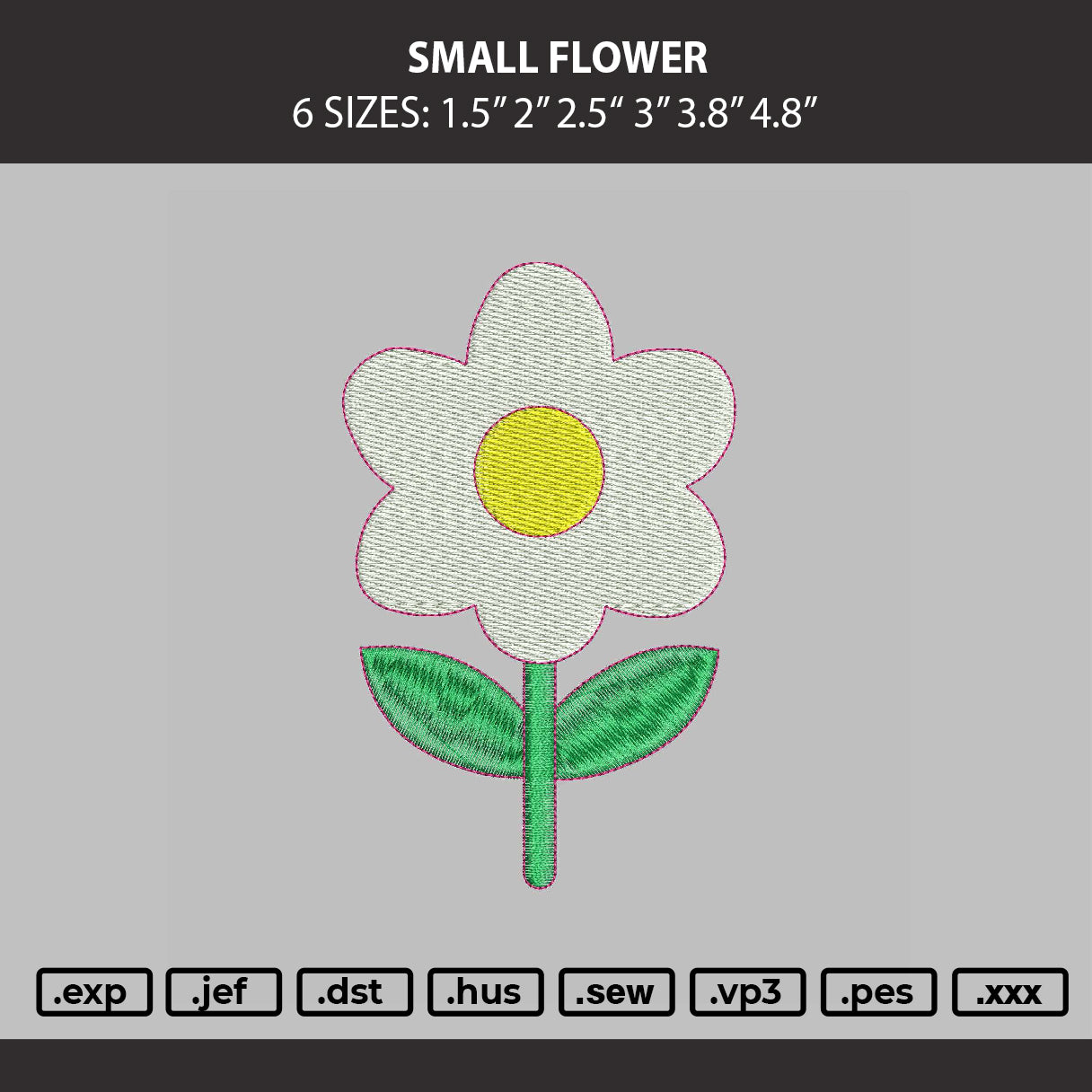 Small Flower Embroidery Machine Design File 6 sizes