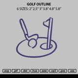 Golf Outline Embroidery File 6 sizes