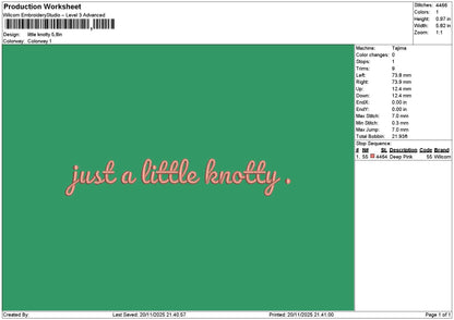 Knottytext 02 Embroidery File 6 sizes