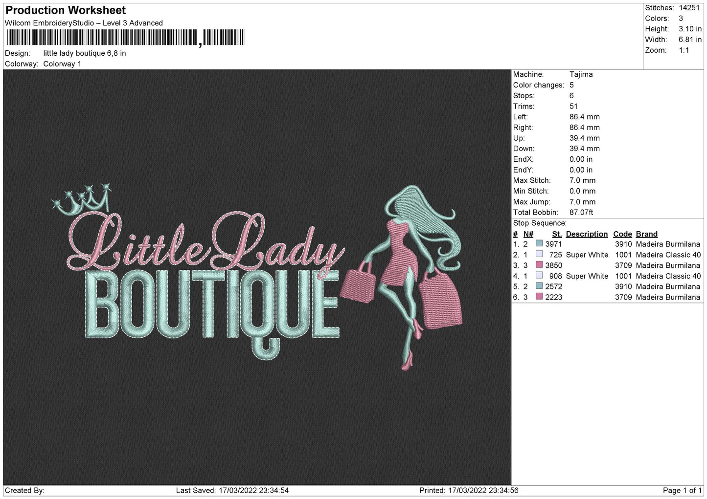 Little Lady Boutique Embroidery File 4 size