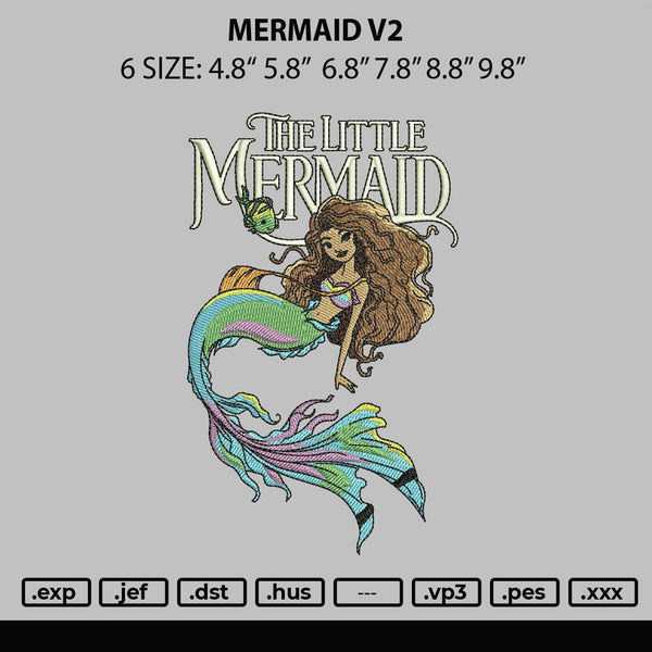 Mermaid V2 Embroidery File 6 sizes
