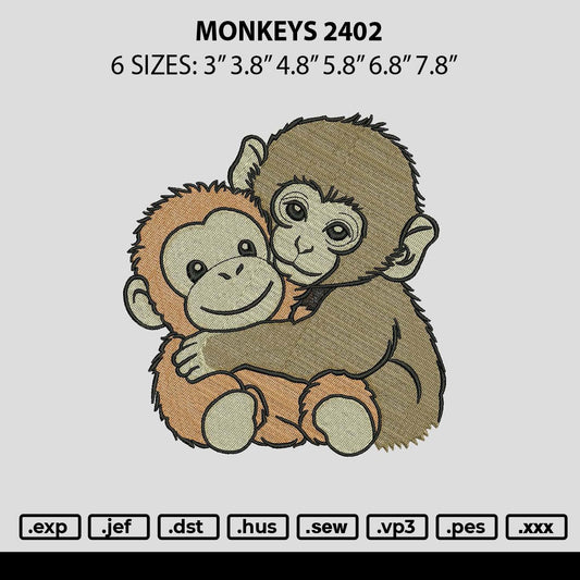 Monkeys 2402 Embroidery File 6 sizes