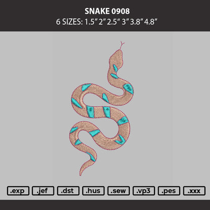 Snake 0908 Embroidery Machine Design File 6 sizes