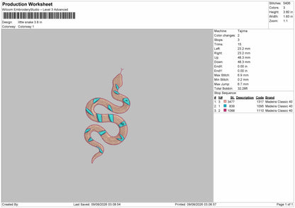 Snake 0908 Embroidery Machine Design File 6 sizes