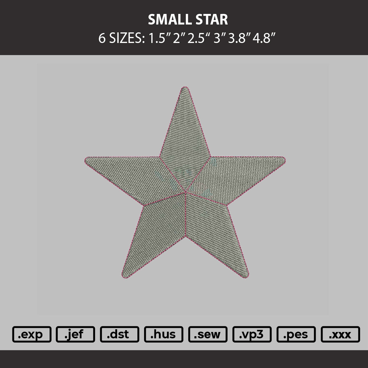 Small Star Embroidery Machine Design File 6 sizes
