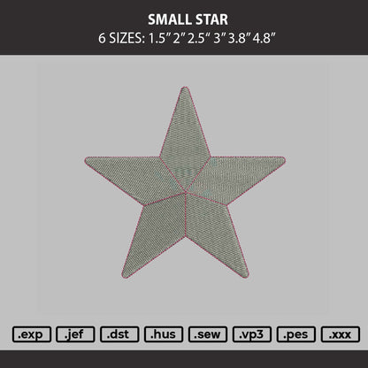 Small Star Embroidery Machine Design File 6 sizes