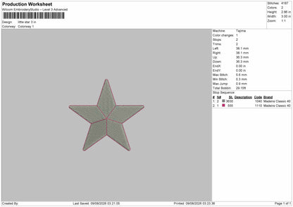 Small Star Embroidery Machine Design File 6 sizes