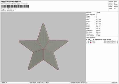 Small Star Embroidery Machine Design File 6 sizes