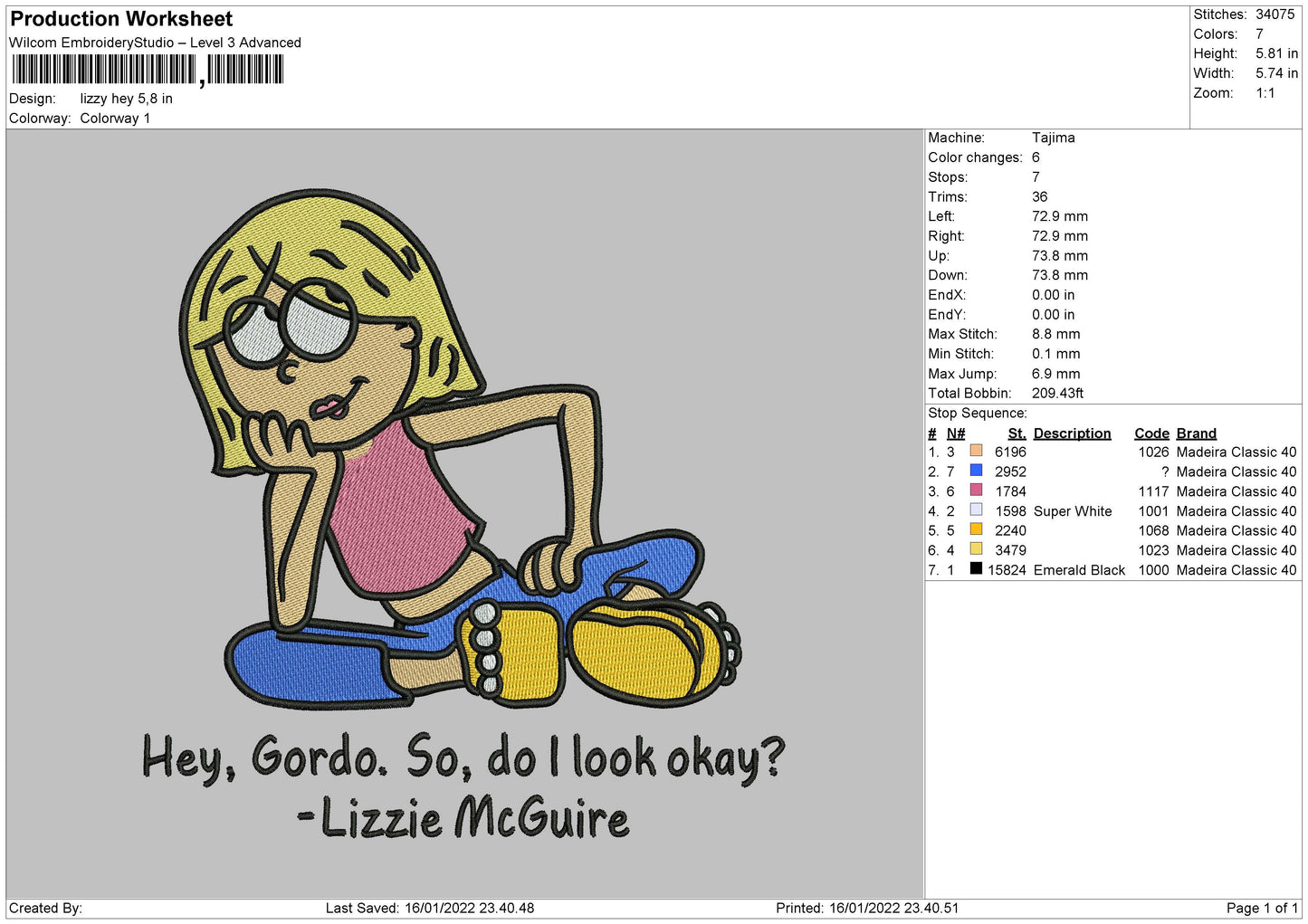 Lizzie Embroidery File 4 size