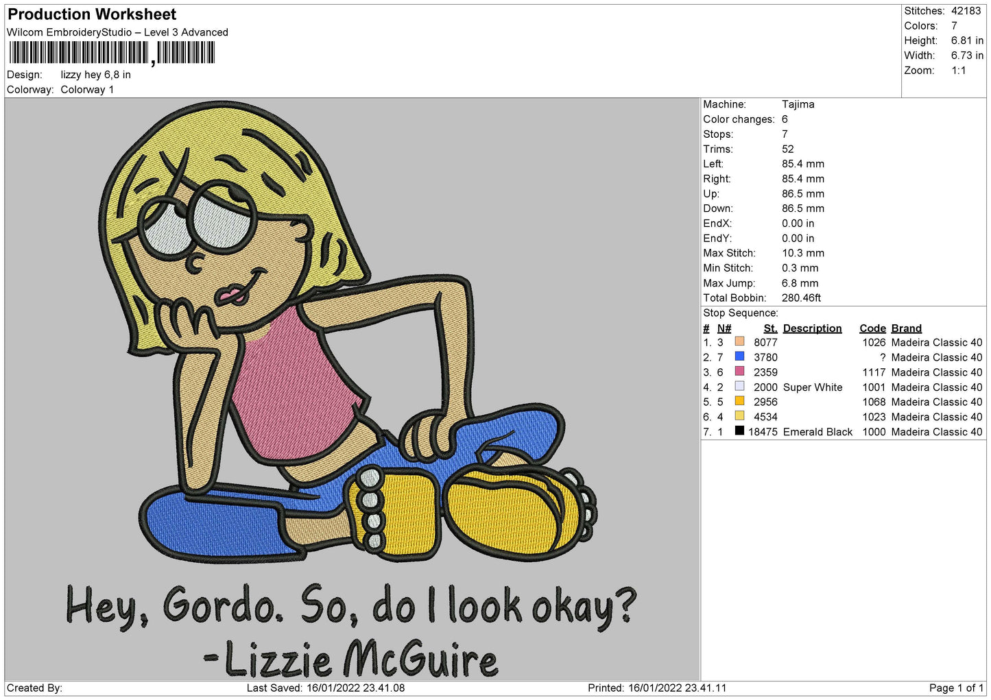 Lizzie Embroidery File 4 size