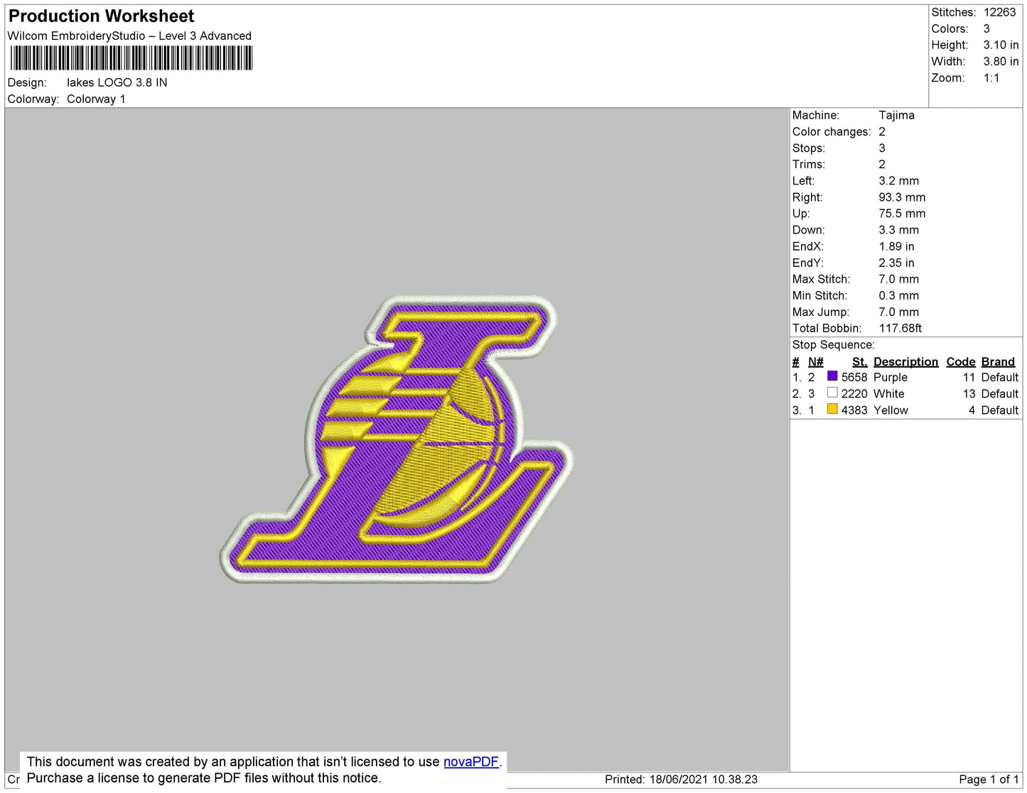 Lakes Logo L Embroidery File 4 size