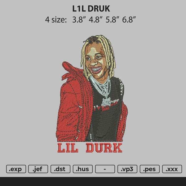 Lil Durk Embroidery File 4 size