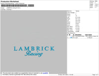 Lambrick Racing 02 Embroidery File 4 size