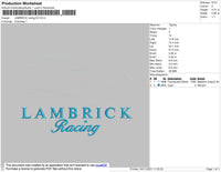 Lambrick Racing 02 Embroidery File 4 size