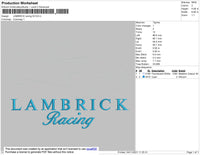 Lambrick Racing 02 Embroidery File 4 size