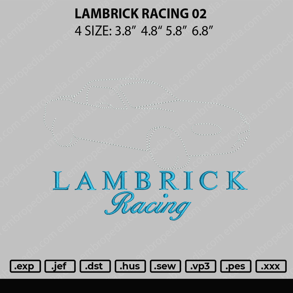 Lambrick Racing 02 Embroidery File 4 size