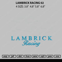 Lambrick Racing 02 Embroidery File 4 size