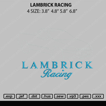 Lambrick Racing Embroidery File 4 size