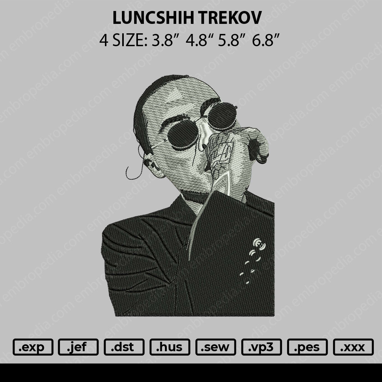 Luncshih Trekov Embroidery File 4 size