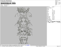Lines Anime Embroidery File 4 size