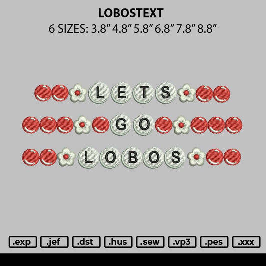 Lobostext Embroidery File 6 sizes