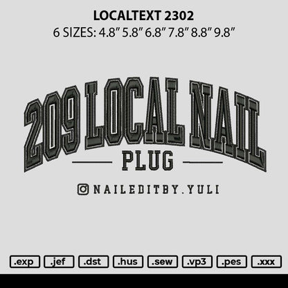 Localtext 2302 Embroidery File 6 sizes